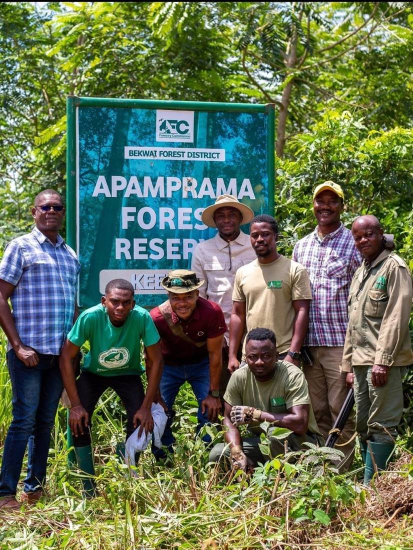 Forestry Commission team at Apamprama Forest Reserve, Bekwai Forest District